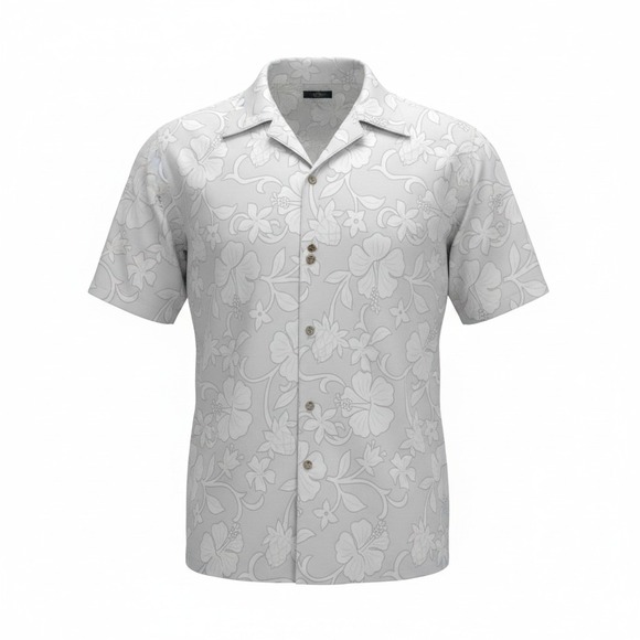 American Outpost Other - American Outpost Men's XL Floral Hibiscus Pineapple Cotton Camp Shirt Grey White